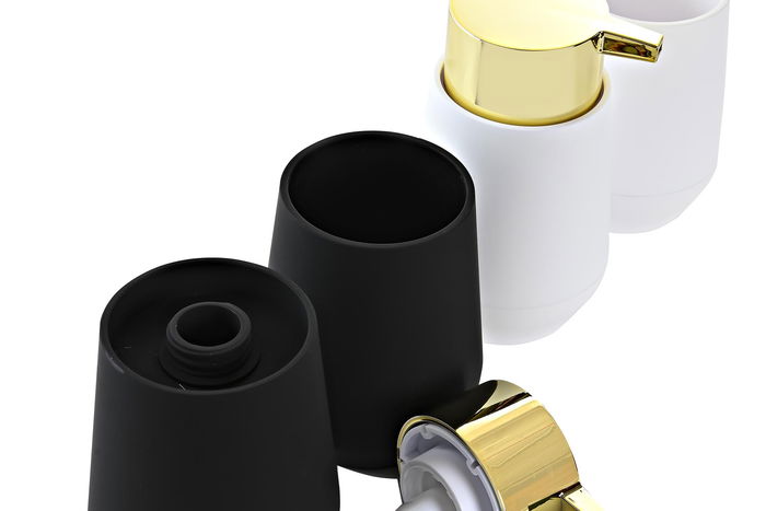 DKD Home Decor Baño Glam Set de 2 Blanco Negro 8.5 x 14.5 x 8.5 cm