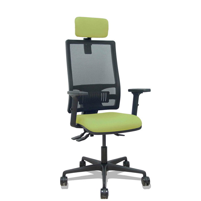 PIQUERAS Y CRESPO Silla Bormate con Mecanismo Asincro, Malla Negra y Asiento Verde Oliva