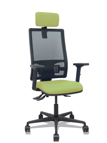 PIQUERAS Y CRESPO Silla Bormate con Mecanismo Asincro, Malla Negra y Asiento Verde Oliva
