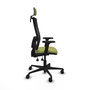 Silla de oficina Bormate con mecanismo Asincro tapizada con Tela color Verde oliva y malla color Negro. Equipada con lumbar 1D, Brazos 2D, Cabecero 2D y Ruedas 65mm nailon