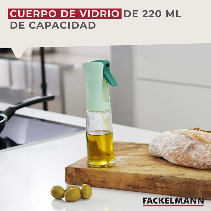 FACKELMANN Pulverizador de Aceite para Cocina, Botella de Cristal 220 ml