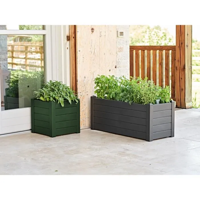 TERAPLAST JARDINIERE TRAMA001 42X40CM - Reserva de agua y pies ajustables - Forest Green