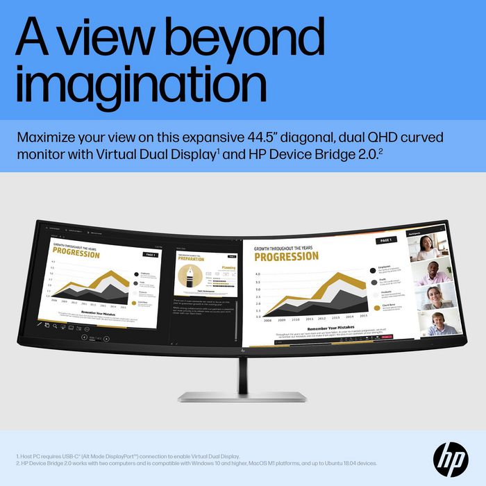 HP E45c G5 Monitor Curvo 44.5 pulgadas Dual Quad HD 165 Hz