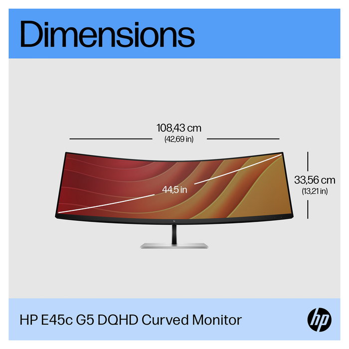 HP E45c G5 Monitor Curvo 113 cm (44.5 pulgadas) Dual QHD 5120x1440, 165 Hz, FreeSync Premium, HDR400, USB-C 100W