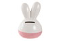 DKD Home Decor Hucha Conejo Infantil Pack 6 Unidades Blanco Lila Rosa Palo Amarillo Dolomita 9x15x10 cm
