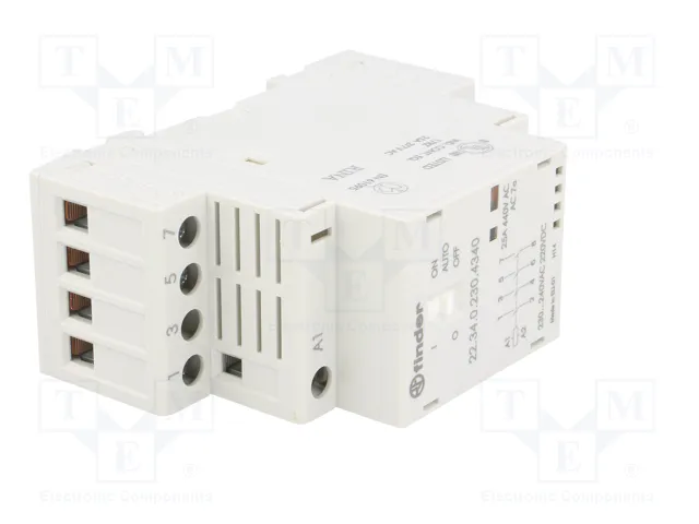 FINDER Contactor de Instalación Modular 25A 4-polar 230VAC/VDC NO x4