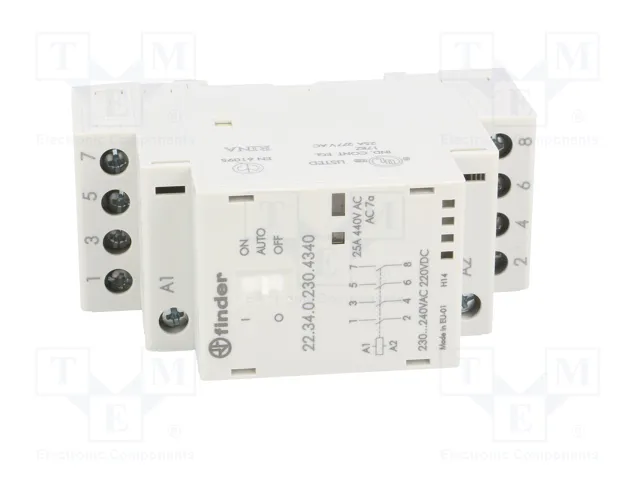 FINDER Contactor de Instalación Modular 25A 4-polar 230VAC/VDC NO x4