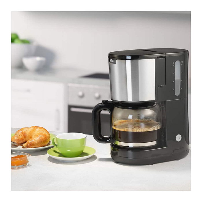 Braun Máquina espresso totalmente automática KF 1500, 1000 W, para café molido, jarra 10 tazas, color negro/edelstahl, con función anti goteo y apagado automático Braun Máquina espresso totalmente automática KF 1500, 1000 W, para café molido, jarra 10 tazas, color negro/edelstahl, con función anti goteo y apagado automático