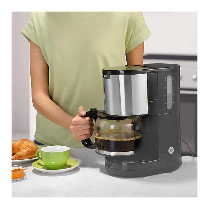 Braun Máquina espresso totalmente automática KF 1500, 1000 W, para café molido, jarra 10 tazas, color negro/edelstahl, con función anti goteo y apagado automático Braun Máquina espresso totalmente automática KF 1500, 1000 W, para café molido, jarra 10 tazas, color negro/edelstahl, con función anti goteo y apagado automático