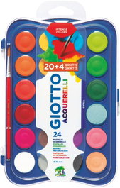 GIOTTO Estuche de 24 acuarelas con pincel, colores surtidos