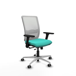 PIQUERAS Y CRESPO Silla de oficina Haches Turquesa y Blanco con mecanismo Sincro/Traslack