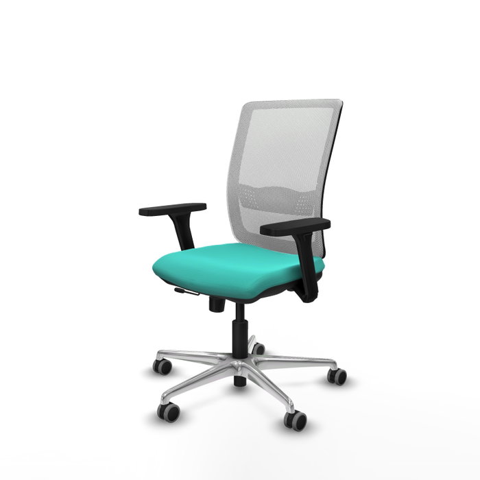 PIQUERAS Y CRESPO Silla de oficina Haches Turquesa y Blanco con mecanismo Sincro/Traslack