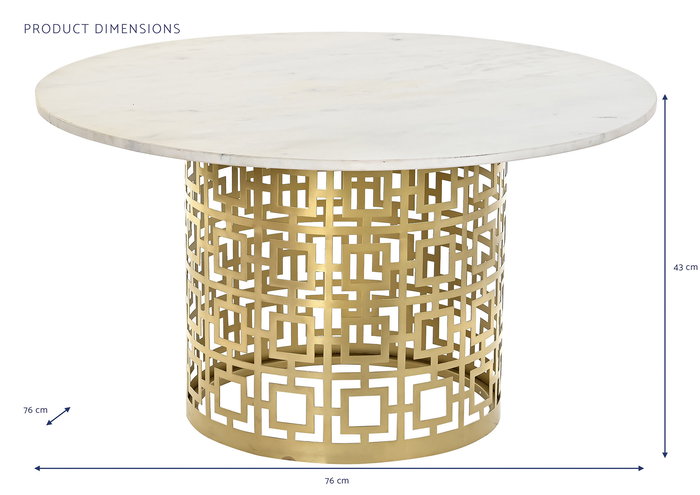 Mesa Centro Oriental DKD Home Decor Dorado Blanco 76 x 43 x 76 cm