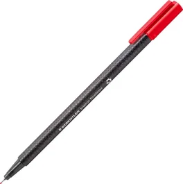 Staedtler Caja de 10 Rotuladores Triplus Fineliner 334 R-2 Eco Edition Rojo Punta 0.3mm Tinta Base Agua Anti-secado Plástico Reciclado
