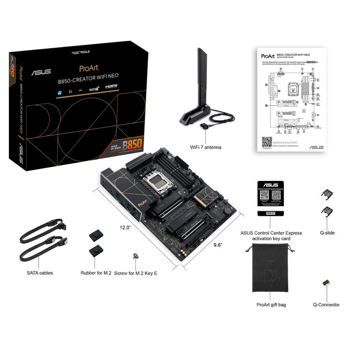 ASUS ProArt B850-Creator WiFi Neo Placa Base AMD AM5, ATX, DDR5, Wi-Fi 7, Bluetooth, 256 GB Max, 7680x4320, Compatible con Ryzen 7000/8000/9000 Series, Chipset AMD B850
