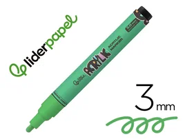 Liderpapel Rotulador Acrylic Base Agua Todo Tipo de Superficie Punta Redonda 3 mm Verde Claro
