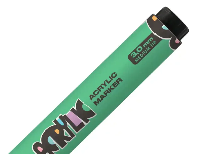 Liderpapel Rotulador Acrylic Base Agua Todo Tipo de Superficie Punta Redonda 3 mm Verde Claro