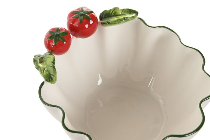 DKD Home Decor Cuenco de Gres Tomates Blanco DKD Home Decor Cuenco de Gres Tomates Blanco