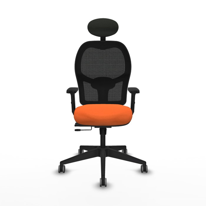 PIQUERAS Y CRESPO Silla de oficina Alocén traslack malla negra y acabado Bali naranja