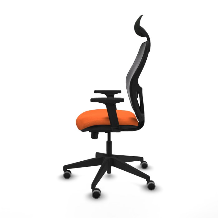 PIQUERAS Y CRESPO Silla de oficina Alocén traslack malla negra y acabado Bali naranja
