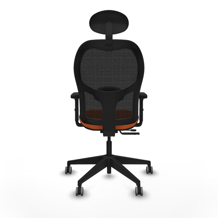 PIQUERAS Y CRESPO Silla de oficina Alocén traslack malla negra y acabado Bali naranja