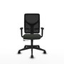 Silla de oficina Motilla con mecanismo Sincro/Traslack tapizada con Tela color Negro. Equipada con lumbar 1D, Brazos 1D y Ruedas 65mm nailon
