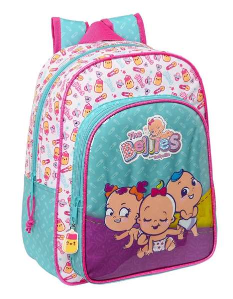 Mochila Escolar The Bellies 26 x 34 x 11 cm Morado Turquesa Blanco