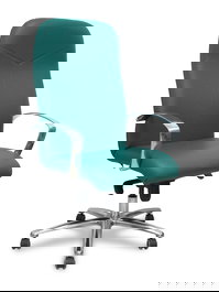 Sillón Caudete con mecanismo Basculante avanzado tapizada con Similpiel color Verde botella. Equipado con Base aluminio, Brazos fijos y Ruedas de parqué