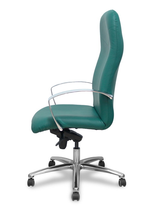 Sillón Caudete con mecanismo Basculante avanzado tapizada con Similpiel color Verde botella. Equipado con Base aluminio, Brazos fijos y Ruedas de parqué Sillón Caudete con mecanismo Basculante avanzado tapizada con Similpiel color Verde botella. Equipado con Base aluminio, Brazos fijos y Ruedas de parqué