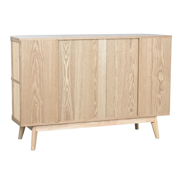 DKD Home Decor Cajonera Scandi de 6 Cajones y 2 Puertas, Abeto y Ratán Natural Dorado