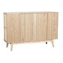 DKD Home Decor Cajonera Scandi de 6 Cajones y 2 Puertas, Abeto y Ratán Natural Dorado