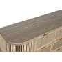 DKD Home Decor Cajonera Scandi de 6 Cajones y 2 Puertas, Abeto y Ratán Natural Dorado
