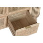 DKD Home Decor Cajonera Scandi de 6 Cajones y 2 Puertas, Abeto y Ratán Natural Dorado