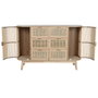 DKD Home Decor Cajonera Scandi de 6 Cajones y 2 Puertas, Abeto y Ratán Natural Dorado
