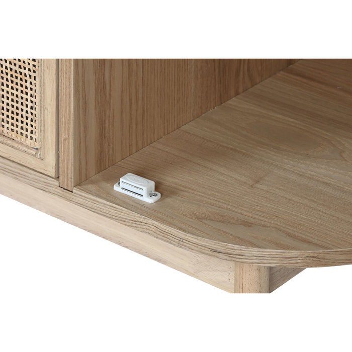 DKD Home Decor Cajonera Scandi de 6 Cajones y 2 Puertas, Abeto y Ratán Natural Dorado