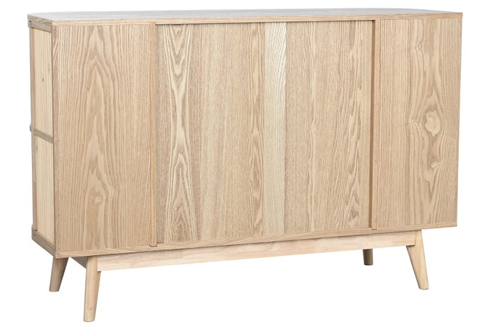 DKD Home Decor Cajonera Scandi de 6 Cajones y 2 Puertas, Abeto y Ratán Natural Dorado