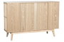 DKD Home Decor Cajonera Scandi de 6 Cajones y 2 Puertas, Abeto y Ratán Natural Dorado
