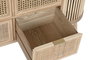 DKD Home Decor Cajonera Scandi de 6 Cajones y 2 Puertas, Abeto y Ratán Natural Dorado