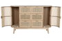 DKD Home Decor Cajonera Scandi de 6 Cajones y 2 Puertas, Abeto y Ratán Natural Dorado