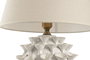 DKD Home Decor Lámpara de Sobremesa Mediterráneo en Blanco y Beige, Porcelana y Lino, 40 x 56 cm (E27)
