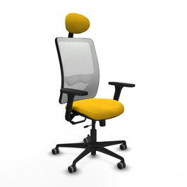 PIQUERAS Y CRESPO Silla de oficina Zulema con mecanismo Sincro/Traslack, Amarillo y Blanco