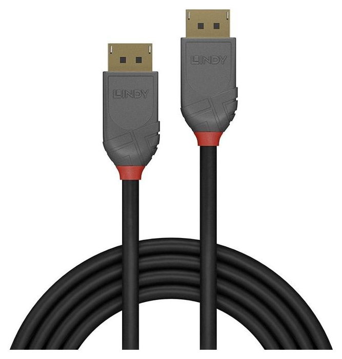 LINDY Cable DisplayPort 36484 de 5 m, 4K 120Hz, Negro/Gris