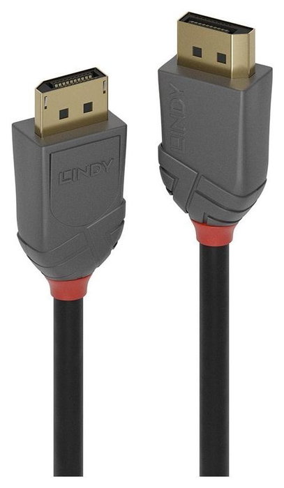 LINDY Cable DisplayPort 36484 de 5 m, 4K 120Hz, Negro/Gris