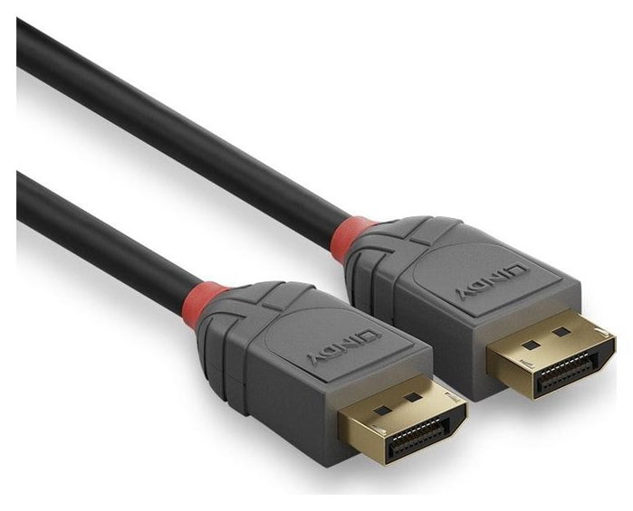 LINDY Cable DisplayPort 36484 de 5 m, 4K 120Hz, Negro/Gris