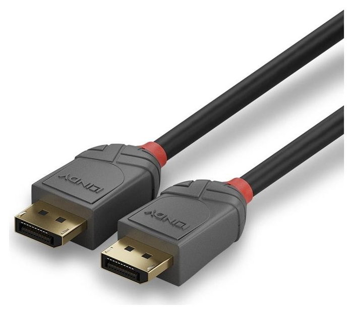 LINDY Cable DisplayPort 36484 de 5 m, 4K 120Hz, Negro/Gris