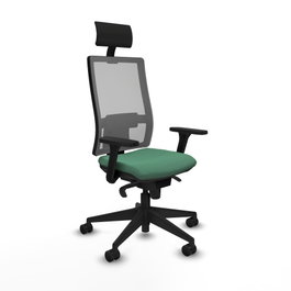 PIQUERAS Y CRESPO Silla de oficina Horna con mecanismo Sincro, Verde esmeralda y Gris