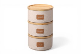 DKD Home Decor Set de 3 Botes Relieve Beige