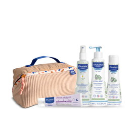 Mustela Neceser Vanity Algodón Color Arcilla Estuche 5 piezas Set Cuidado Bebé