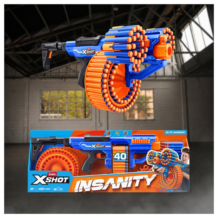 ZURU XSHOT Insanity Series Blitz Hammer con 48 dardos ZURU XSHOT Insanity Series Blitz Hammer con 48 dardos