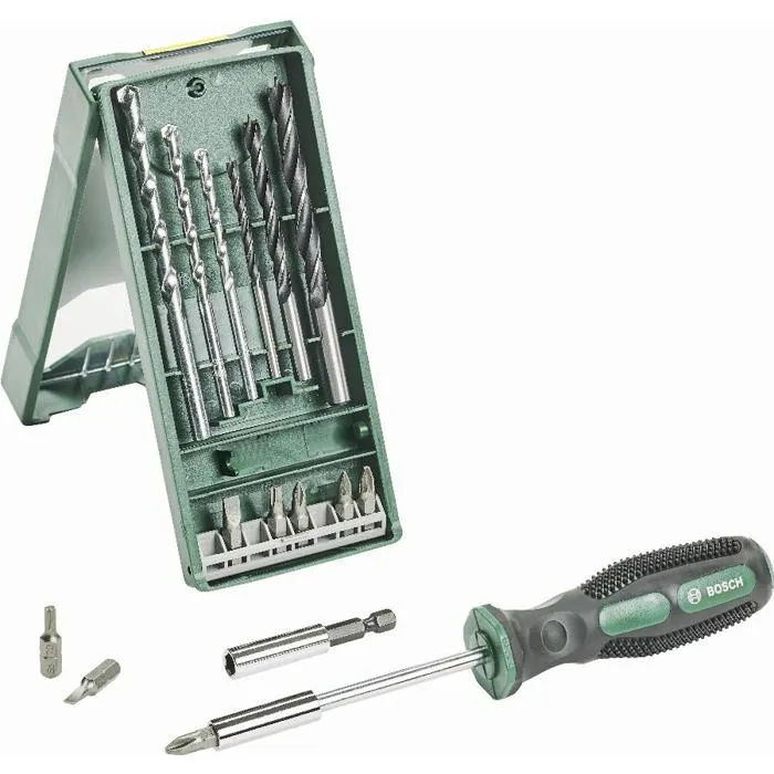 Bosch 2607017654 Juego de brocas y puntas Mini X-Line de 14 piezas + portapuntas para destornillador